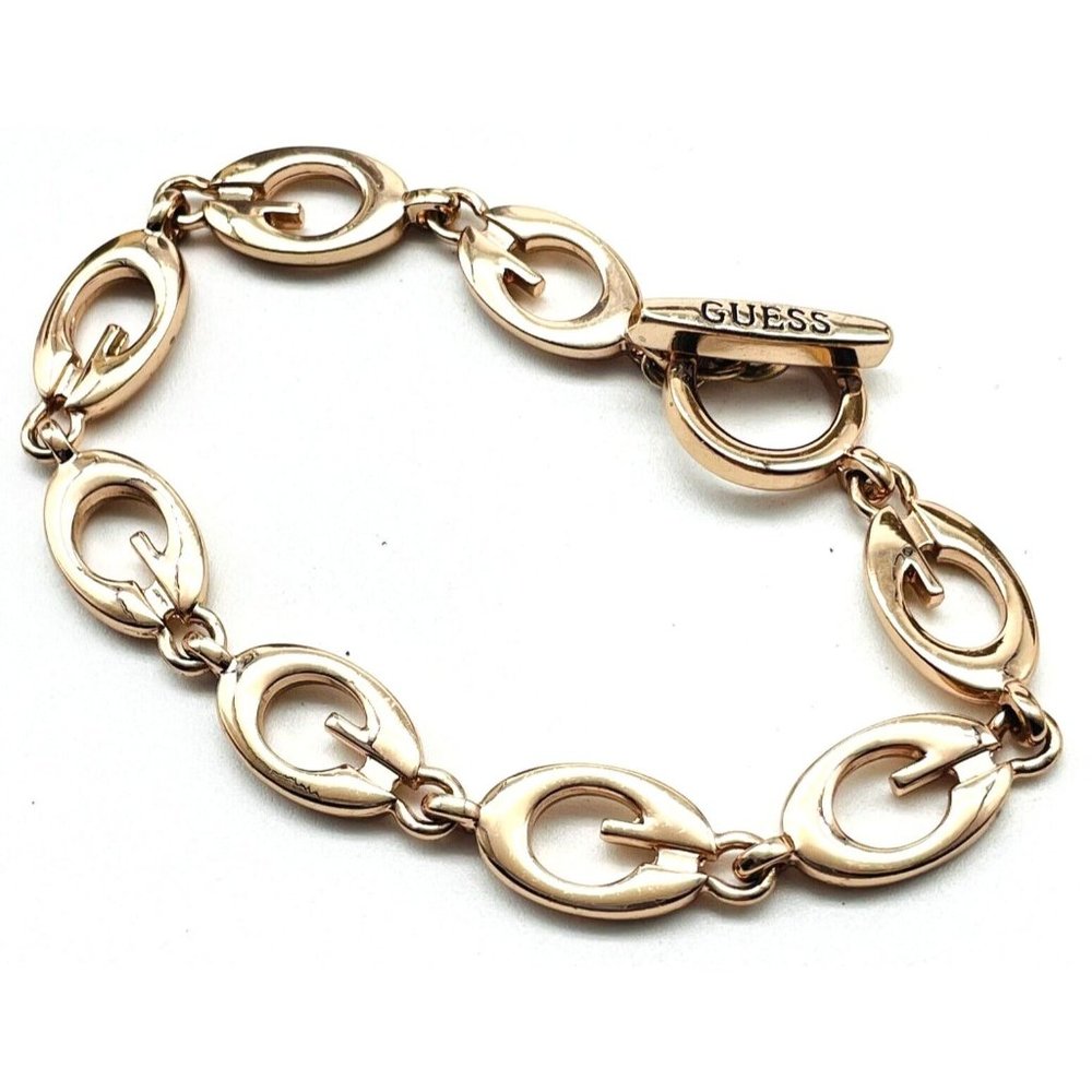 Guess Signed Bracelet G Link Rose Gold Tone Classic Career Cosplay LARP